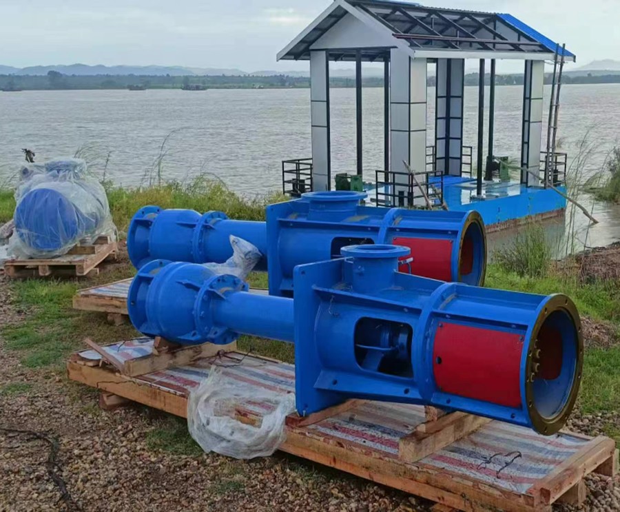 缅甸河道取水项目浮船式立式长轴泵(Vertical Turbine Pump )